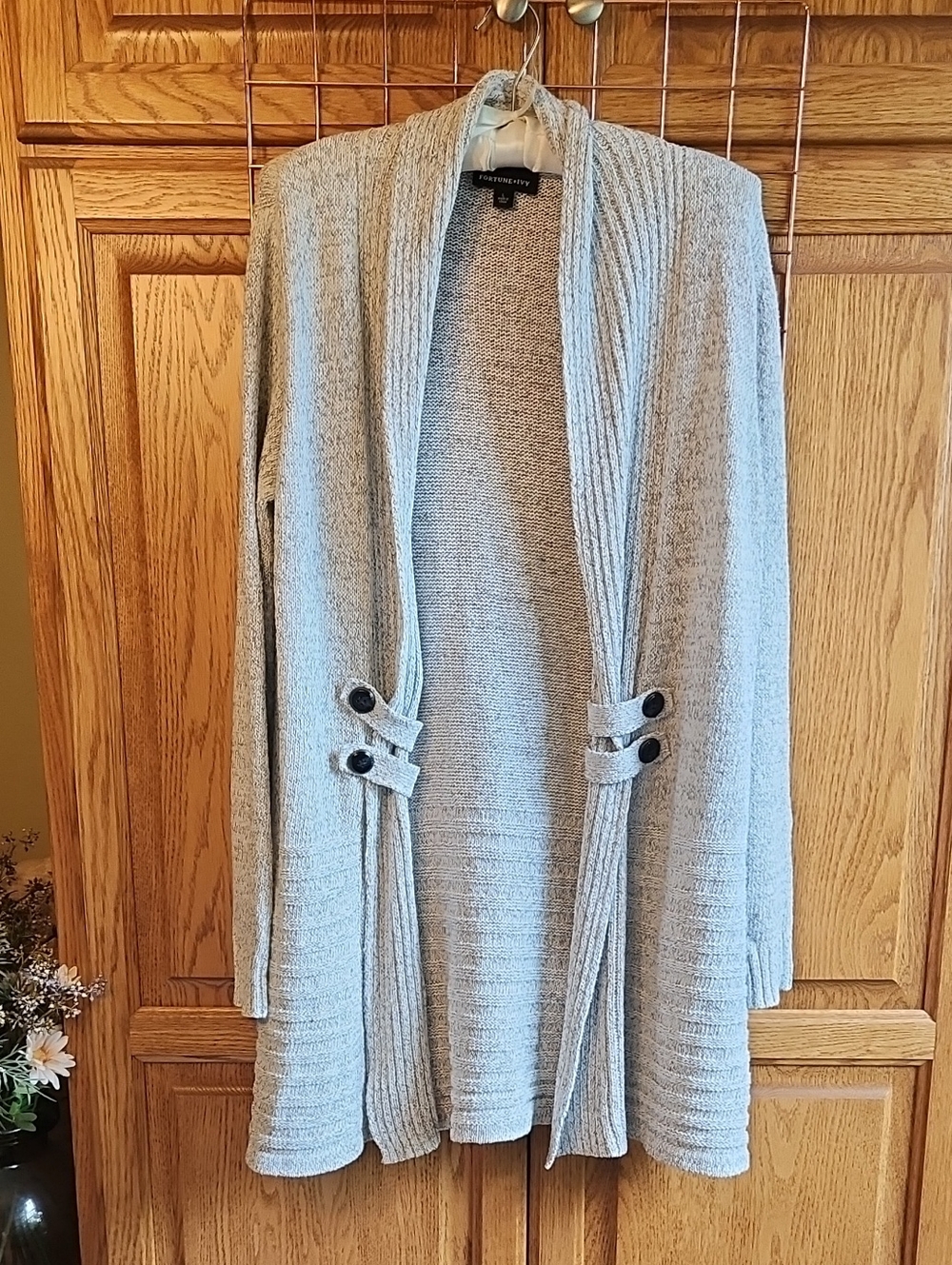 Fortune + Ivy Raiden Tab Detail Cardigan, Size L